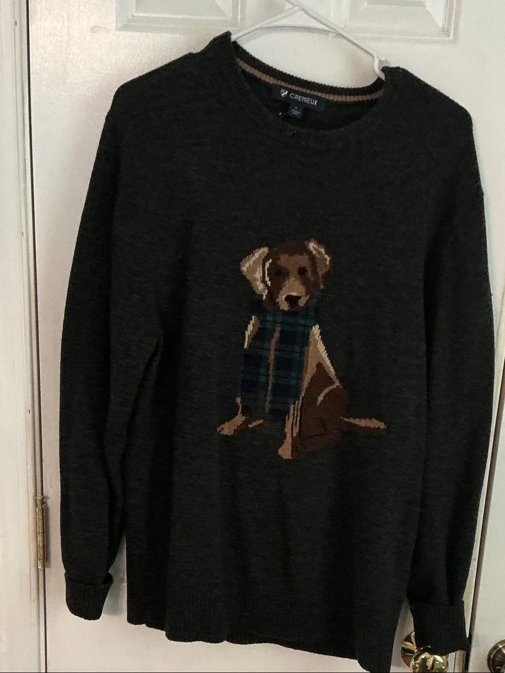Daniel Cremieux Charcoal Sweater with Brown Dog Motif